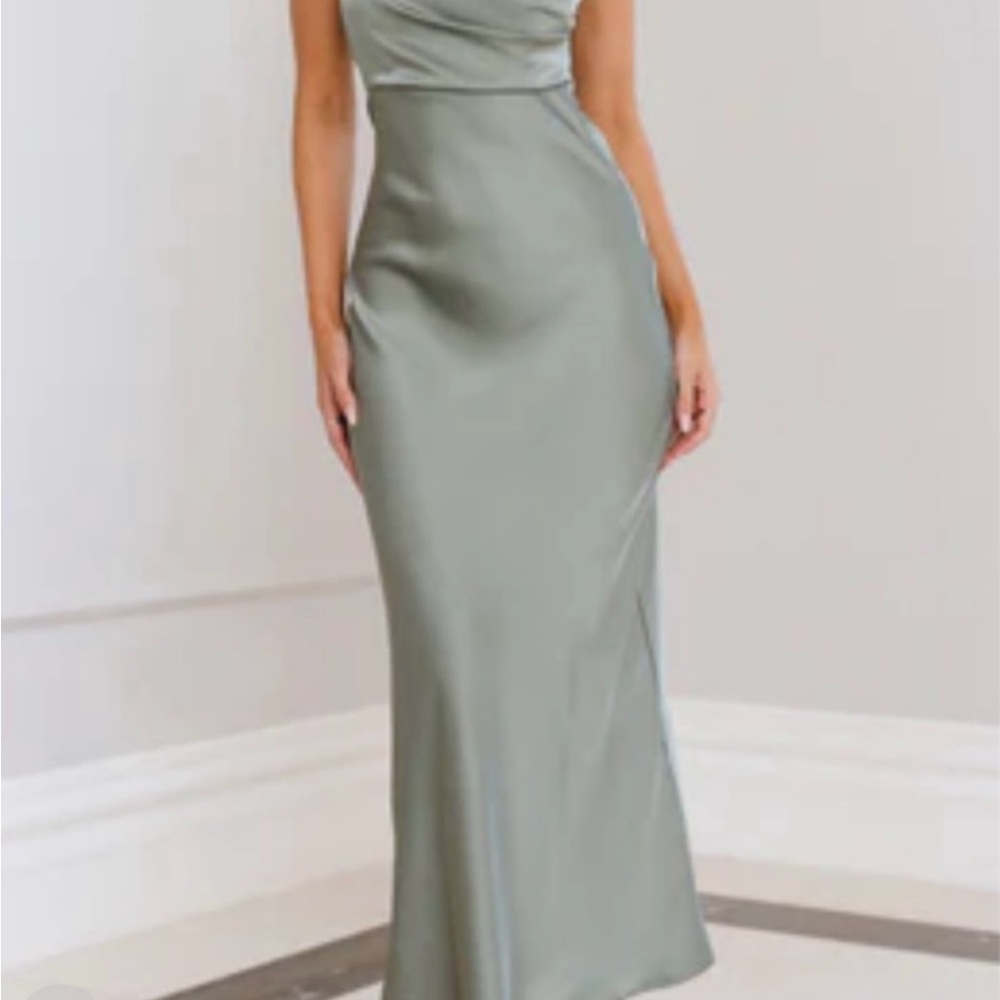 Hello Molly One Shoulder Sage Dress